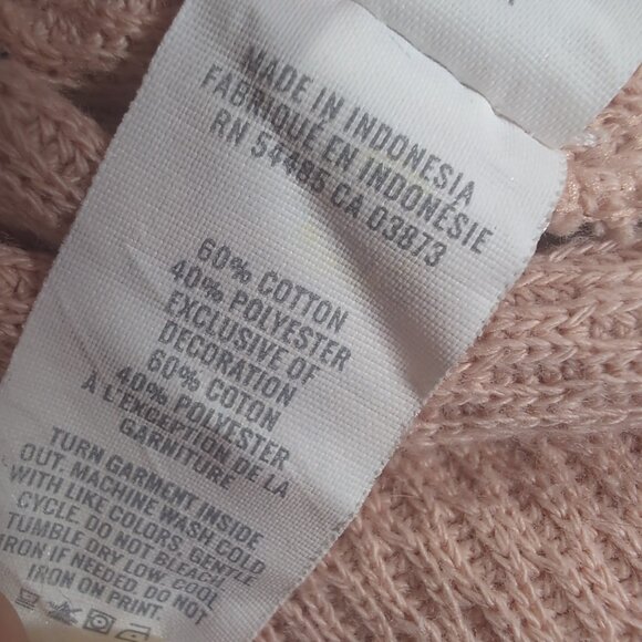 Aerie Oversized Waffle Knit Sweater Pink XS Distressed Long Sleeve Drop Shoulder - Picture 12 of 15